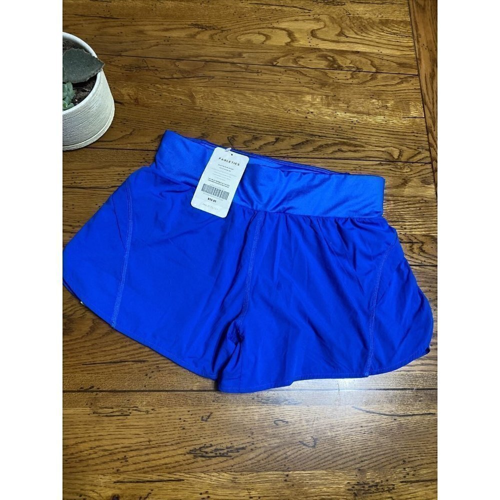 New fabletics austyn women's run shorts skort blue pocket size medium
